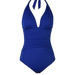 Deep Plunge Blue Swimsuit